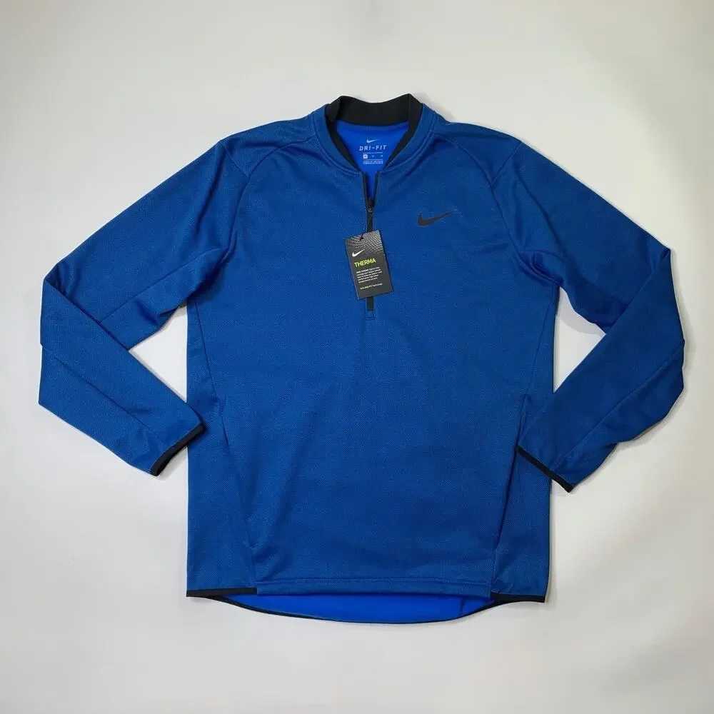 Nike Sweatshirt Mens M Medium Harbor Therma Fit Textured Fleece Half Zip Golf